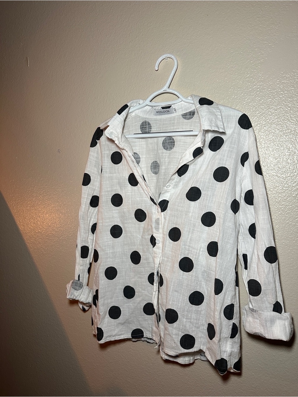 Polka Dot Button-Up Blouse